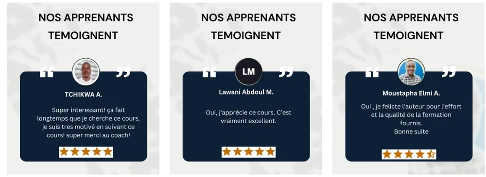 Collage de témoignages d'apprenants